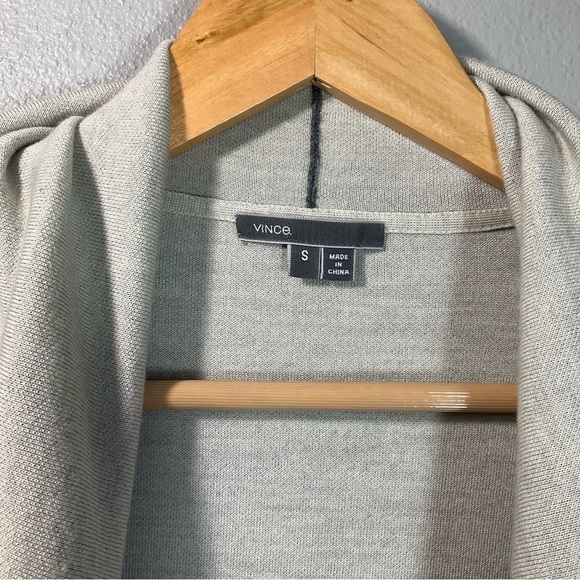VINCE Two Tone Drape Open Front Wool Gray Cardigan merino wool blend size Small - Picture 5 of 11